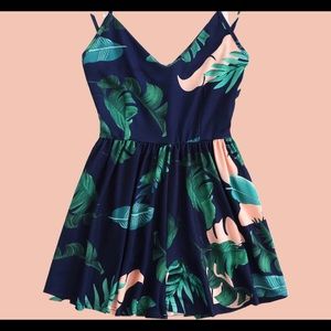Leaf Print Cami Romper